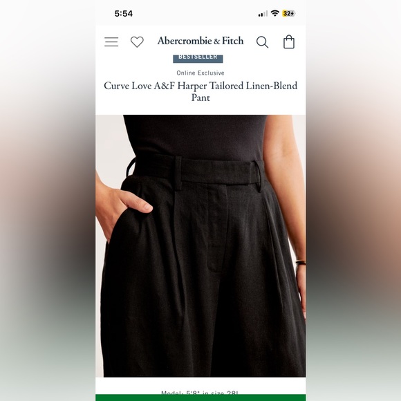 Abercrombie & Fitch Harper Curve Love tailored linen blend pant size 35 - Picture 3 of 4